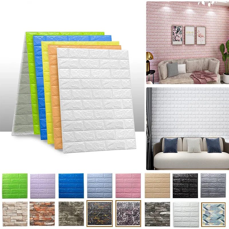 

8MM Wall Stickers Self Adhesive Foam 70x77cm Brick Room Decor DIY 3D Wallpaper Wall Decor Living Wall Sticker For Kids Room