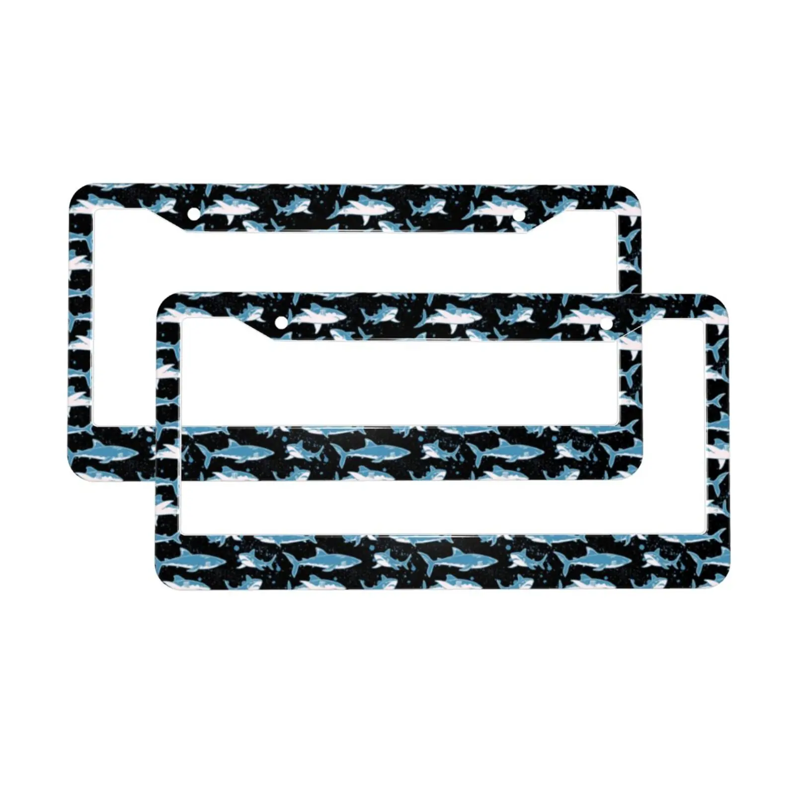 Sharks Pattern Print Universal Standard Aluminum Alloy Car License Plate Cover Car Accessories Waterproof License Plate Cover