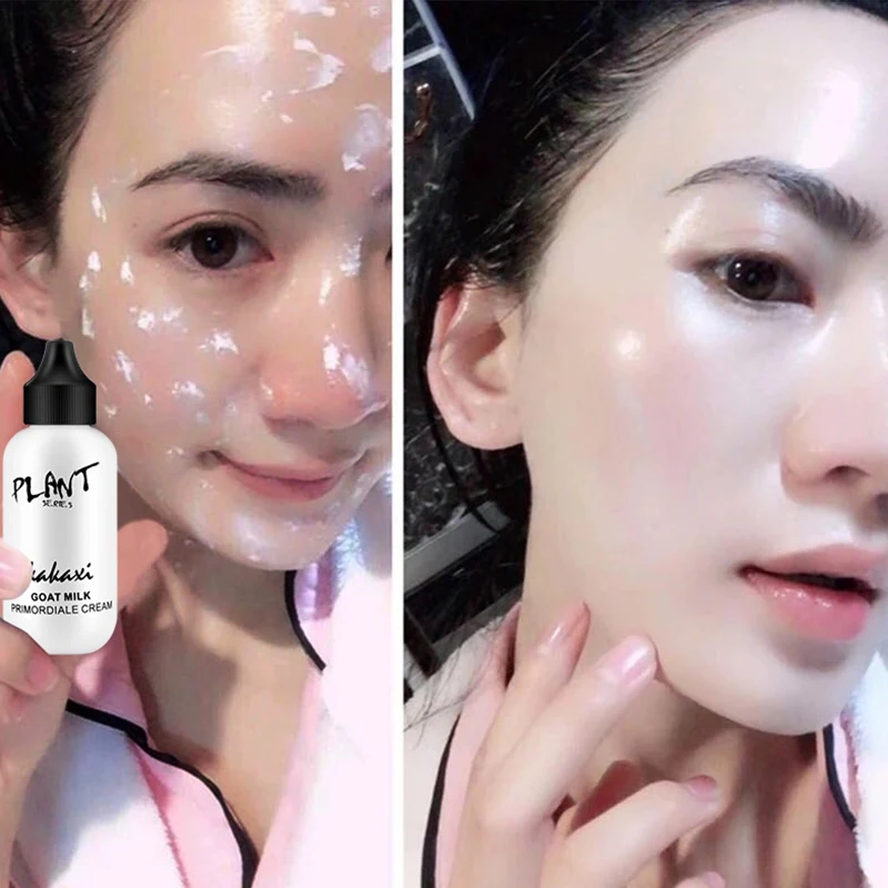 50ml นมแพะ Face Foundation ครีม Natural Whitening Brightening คอนซีลเลอร์ครีมกันน้ํา Oil-Control Face ครีมแต่งหน้า