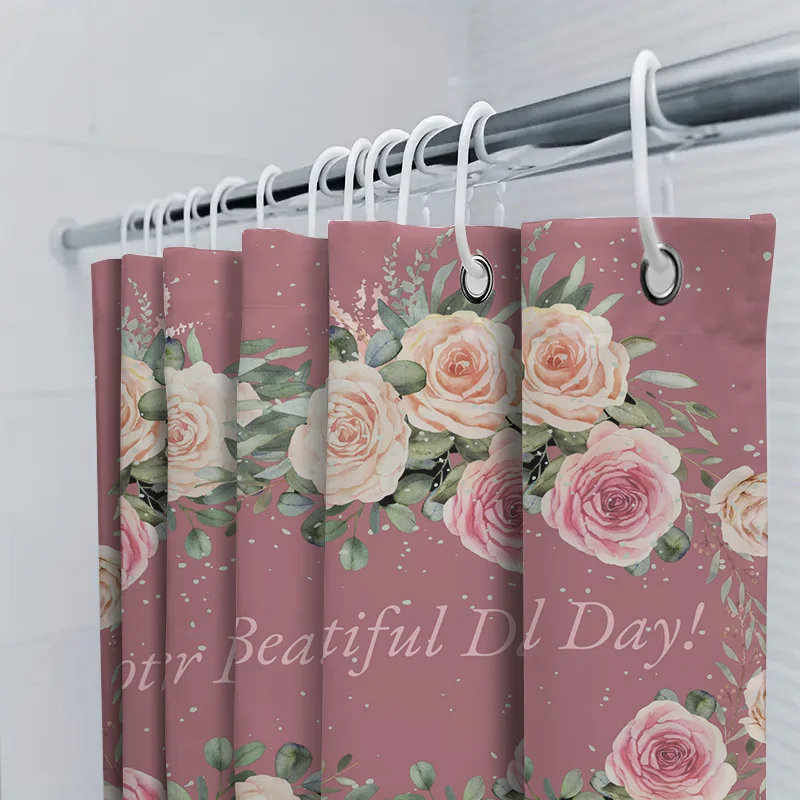 ستارة حمام مبهجة بتصميم زهور وردية خوخية لزينة الحمام، فكرة هدية مثالية #5