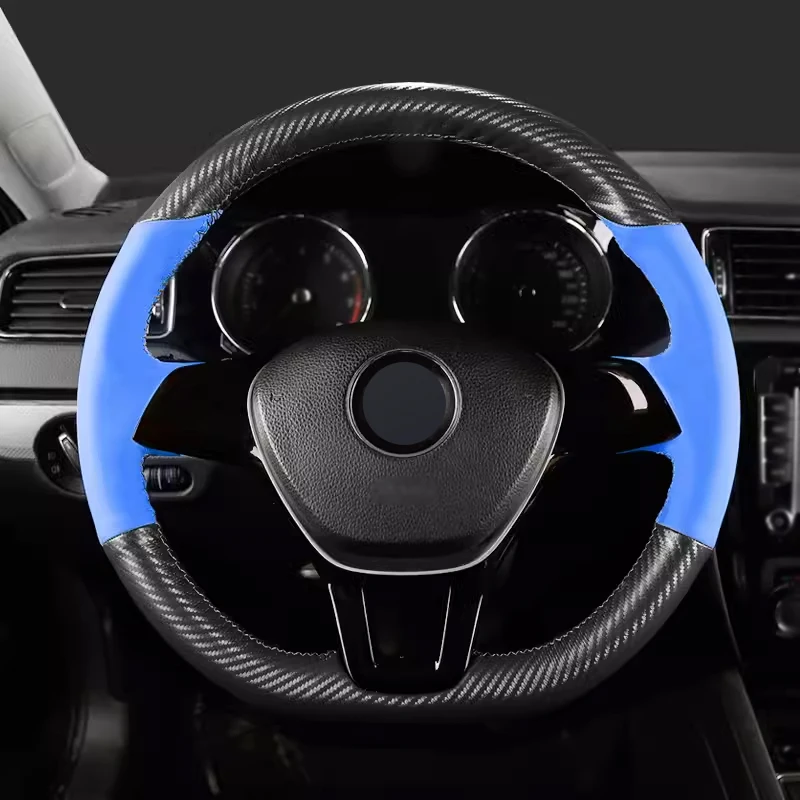 

Carbon Blue Leather Steering Wheel Cover Car Accessoires for Volkswagen Golf 7 Golf 8 R Passat Sagitar Jetta Magotan Tiguan Bora