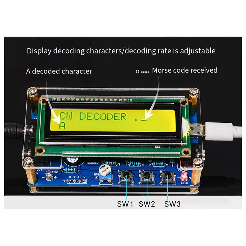 Atualizado HU-069B cw código morse decodificador trainer peças eletrônicas diy placa de circuito kit prática soldagem