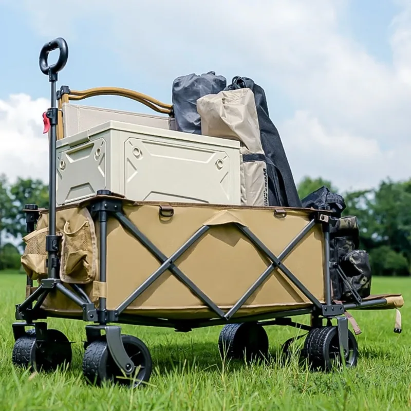 Outdoor Camper I Fly Camping Gear Gather Folding Camp Cart Camping Picnic Cart Hand-pulled Trailer Tipping Bucket