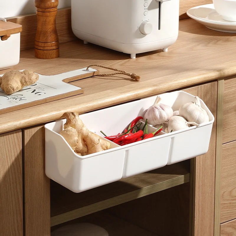 Cabinet side multi-purpose storage box bathroom storage basket Kitchen hanging basket ginger garlic onion storage magic