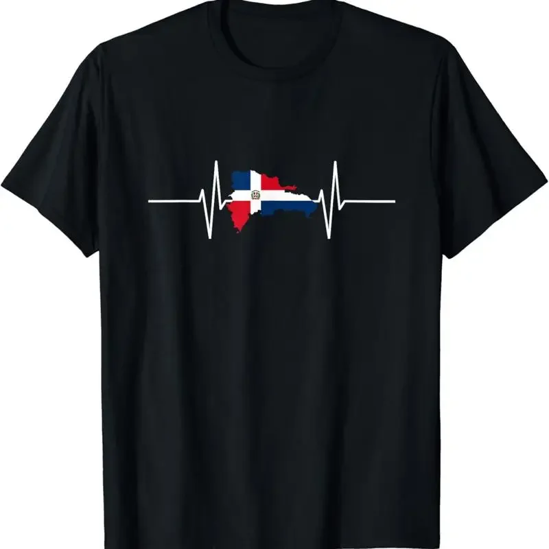 Heartbeat Vintage Flaggen-T-Shirt der Dominikanischen Republik