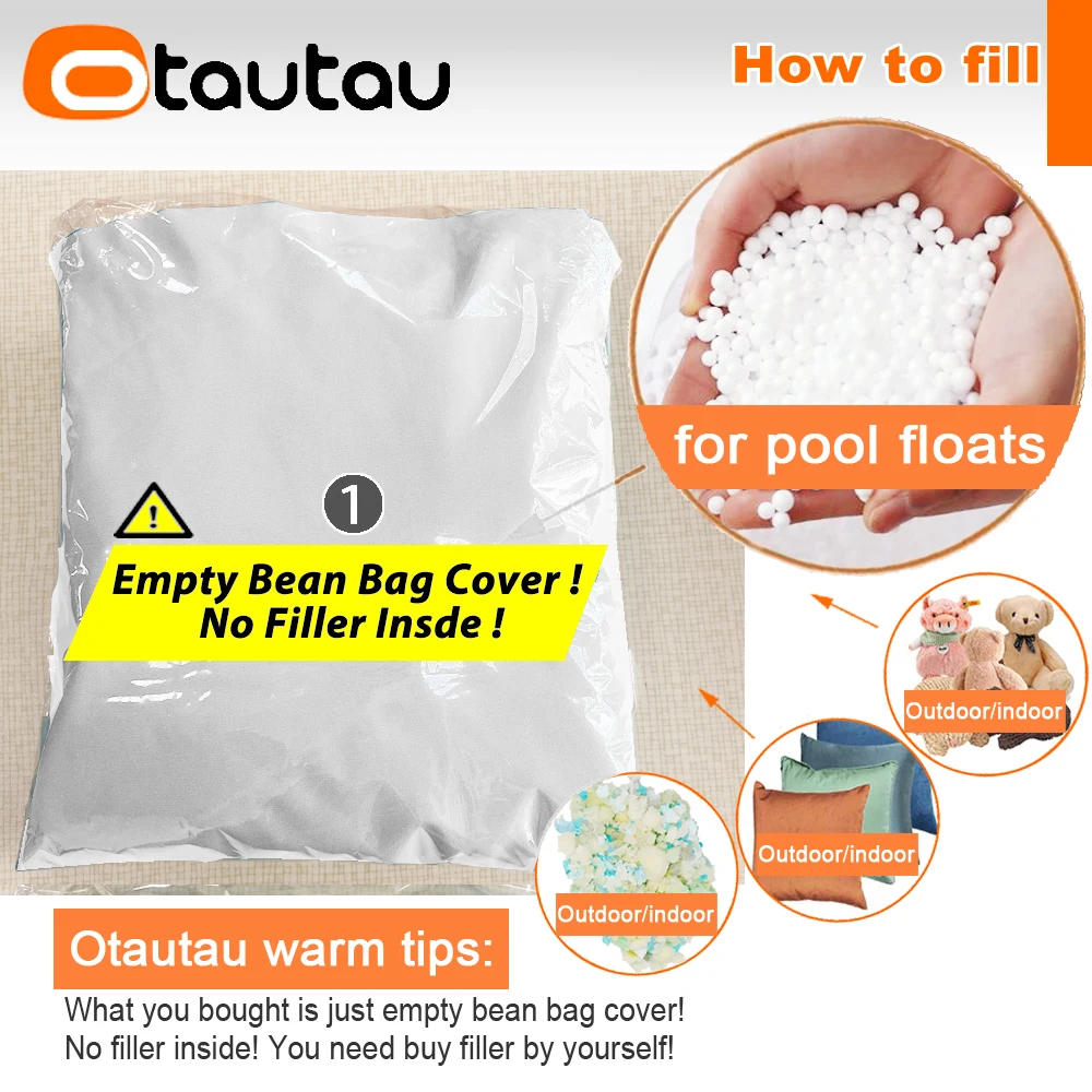 OTAUTAU Outdoor Bean Bag Cover Swim Pool Beach Club Event Pouf SF499【No Filler!Need To Buy Filler By Yourself !】