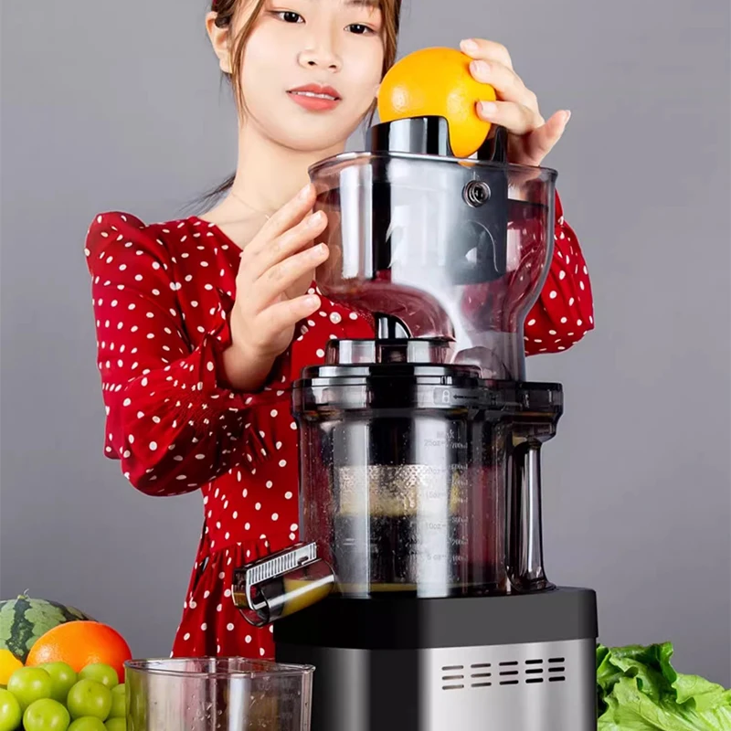 Slow Juicer Screw Electric Juice Machine 220V Stainless Steel Filter Free Large Caliber Cold Press Fruit Extractor