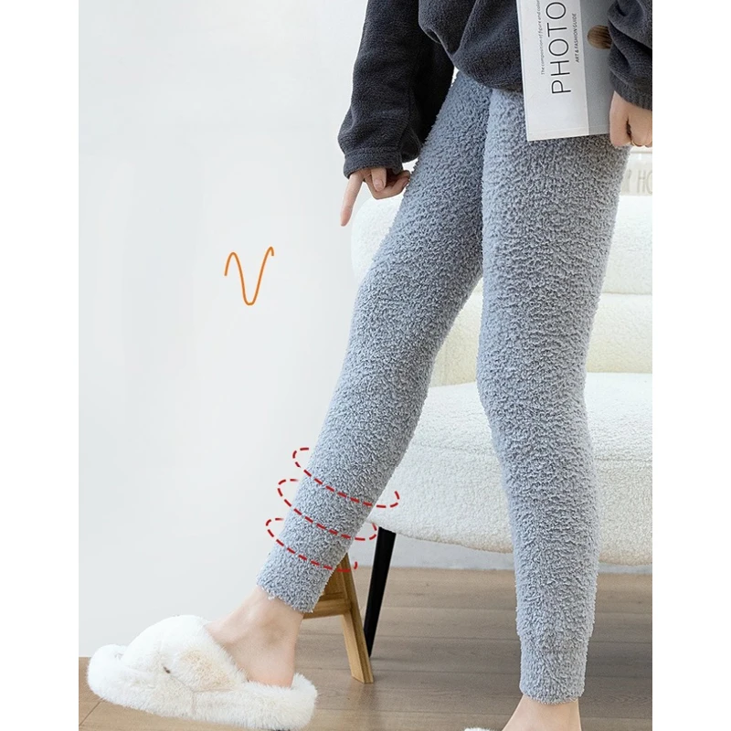 Winter Sleep Bottoms Women Warm Simple Coral Velvet Basic Ankle-length Thermal Pant Comfortable All-match Nightwear Sleepwear