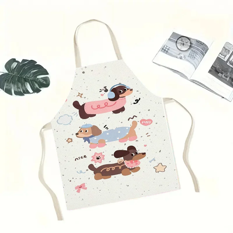 Cute Dog Family Print Apron for Kitchen Baking Cooking Apron Apron Smock for Women and Girls
