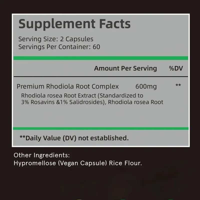 Rhodiola Rosea Capsules-Improve Mood,Increase Focus and Energy,Regulate Mood,Focus,Enhance Athletic Performance & Brain Function
