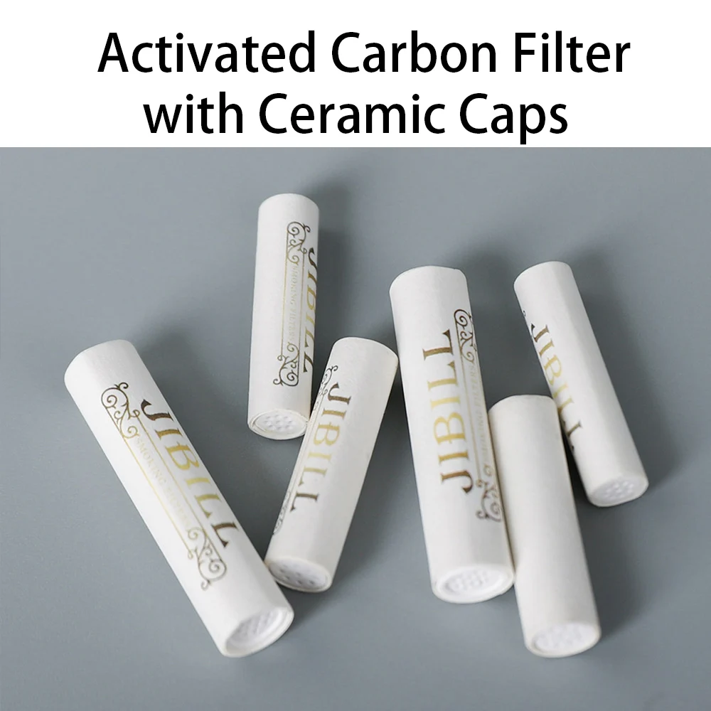 6X26MM Activated Carbon Filter with Both Ceramic Caps 50PCS Per Box Smoking Pipe Extra Slim 6MM Activated Charcoal Filters