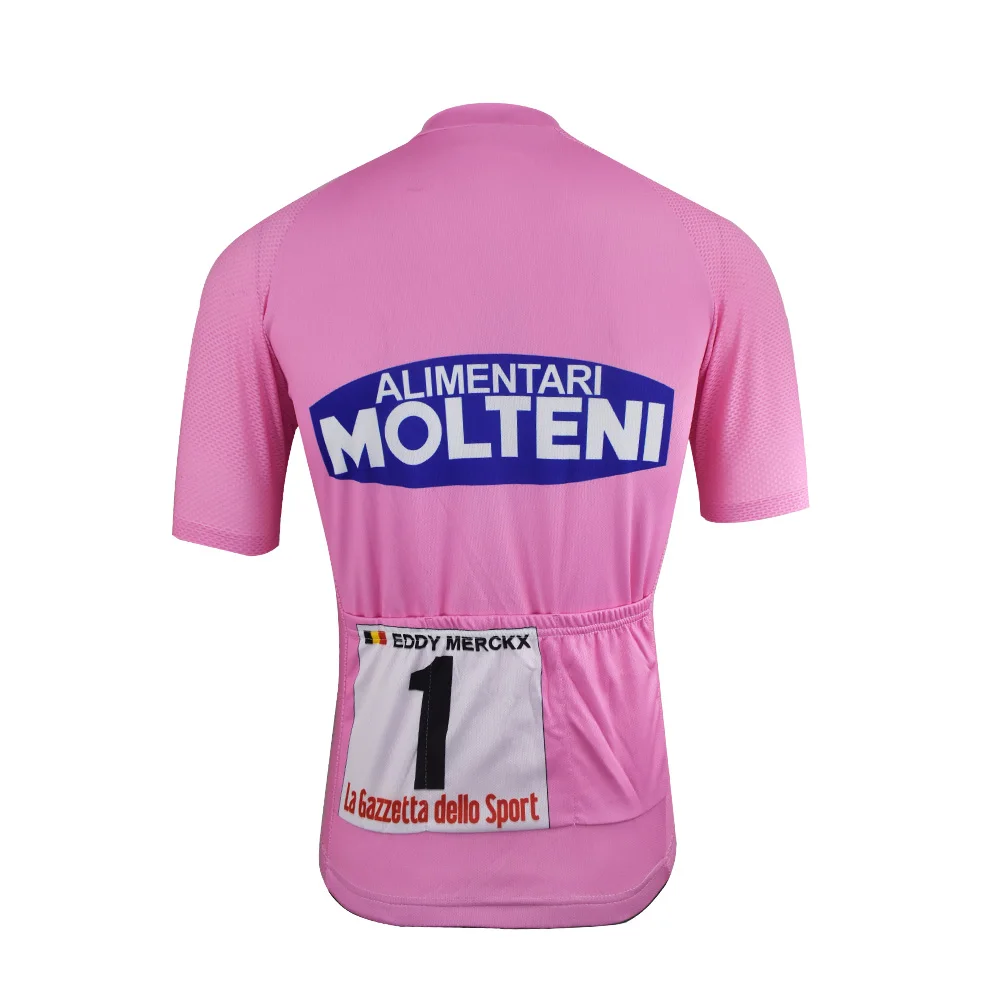 Molteni Cycling  Jersey Men Short Sleeve Retro Cycling  Jersey Pink Black