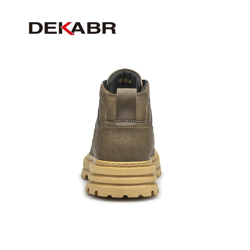 DEKABR Genuine Leather Men\'s Ankle Boots Luxury Comfortable Style Shoes Casual Personalized Handmade Thick Sole Boots Size 38-48