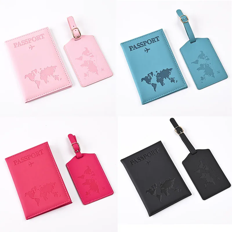 

Women Men Card Passport Cover Case and Luggage Tags Travel Passport Holder Wallet Organizer Bags Card Holder Clip