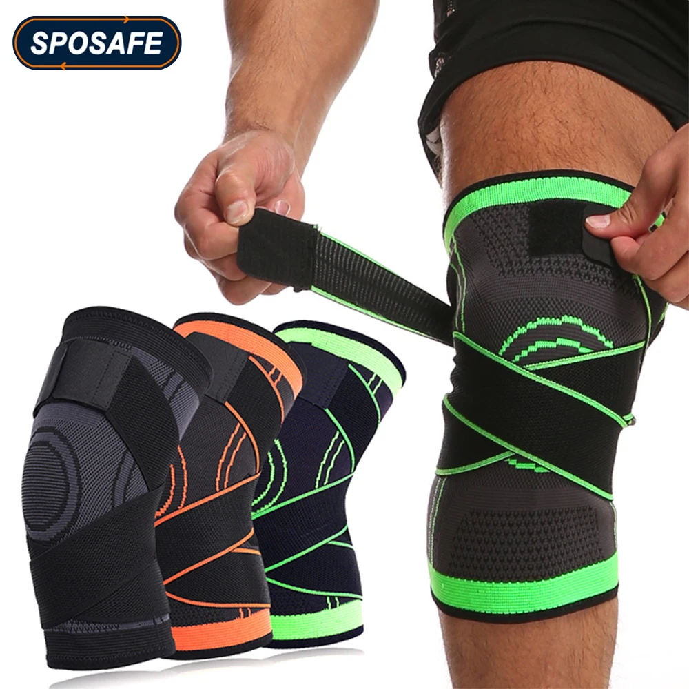 1Piece Sports Knee Brace Support Compression Knee Sleeve with Adjustable Strap Leg Pain Relief Meniscus Tear Arthritis ACL MCL