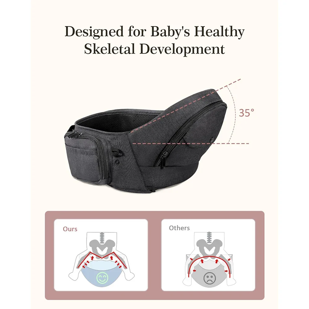 Stylish Baby Hip Seat Carrier Infant Hip Seat Carrier with Pockets Lightweight Toddler Waist Stool Seat Belt Carrier