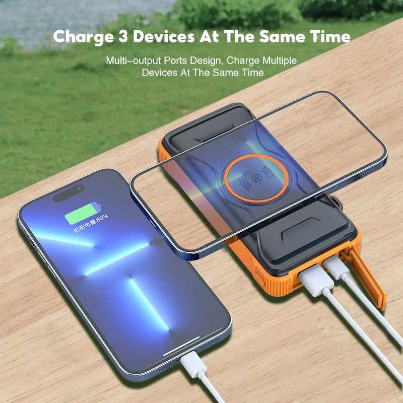 PHOMAX Fast Charging Magnetic Wireless Charger Power Bank Solar Charging Power Bank Mobile Phone Power Bank with Fill Light