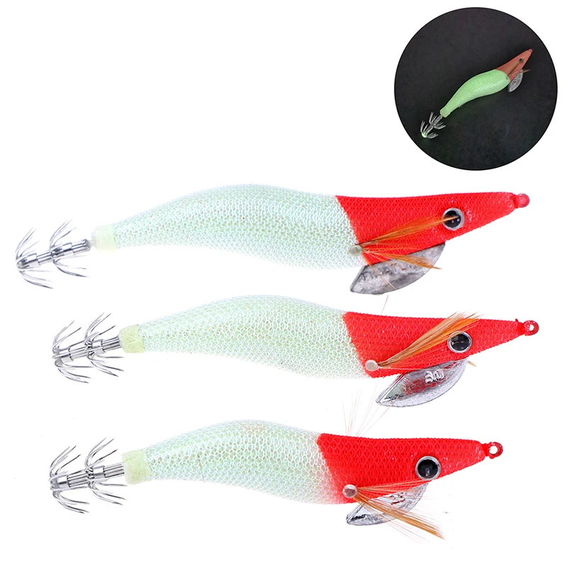 Angeln Garnelen Köder Leuchtende Tintenfisch Jig Köder Octopus Köder Mit Tintenfisch Haken