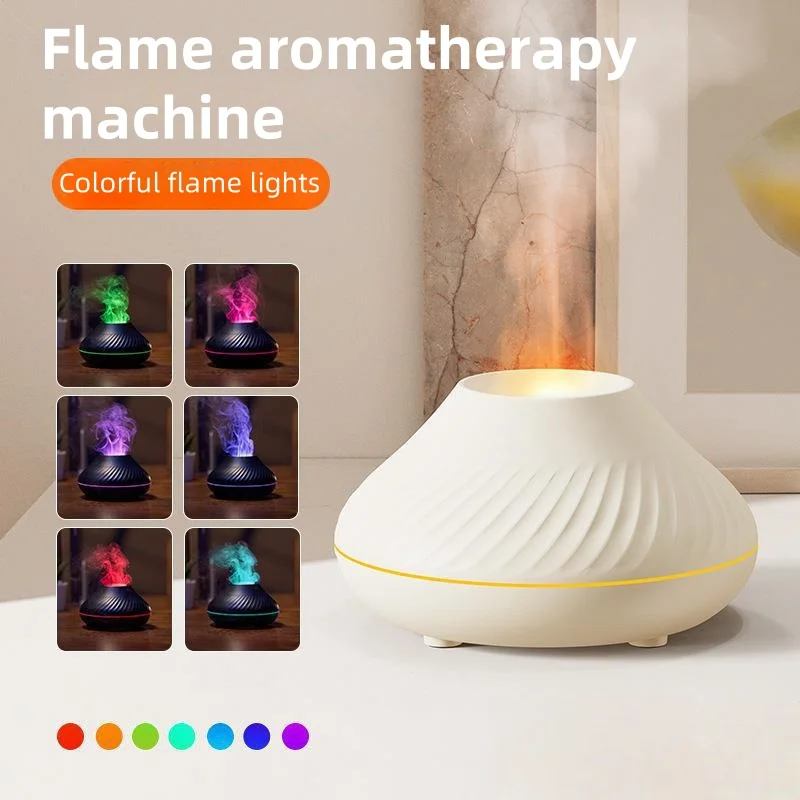 

Volcanic Aroma Diffuser Essential Oil Lamp 130ml USB Portable Air Humidifier with Color Flame Night Light