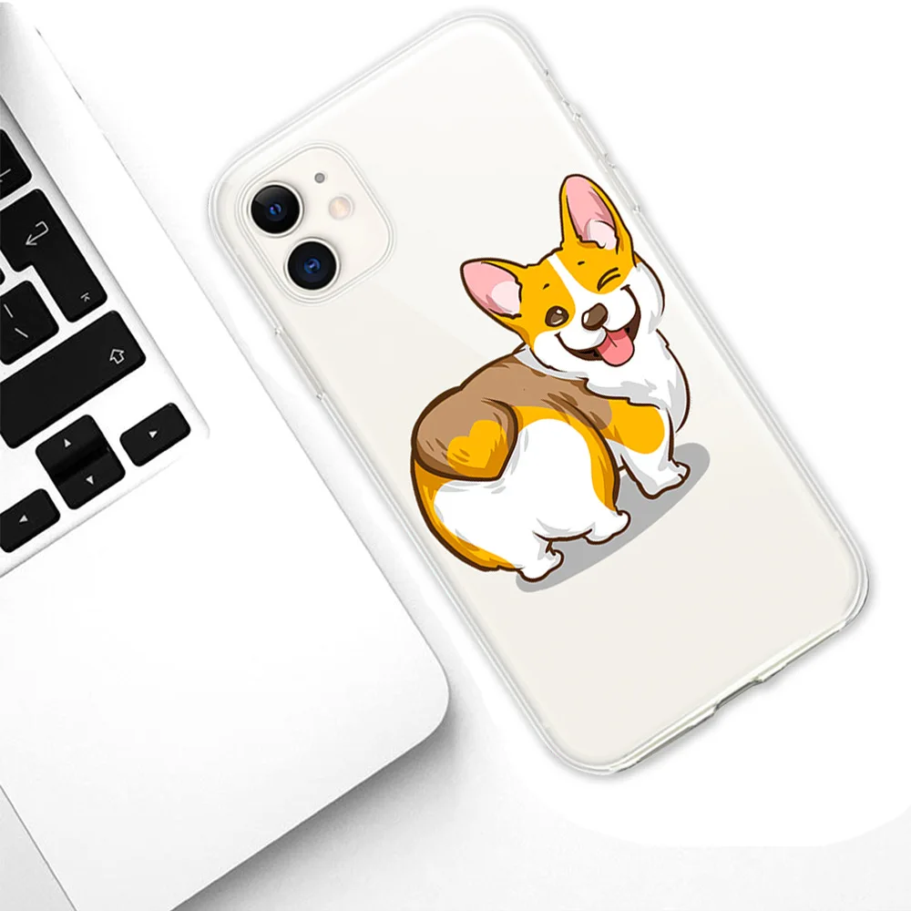 Cartoon Hond Telefoon Case Voor iPhone 16 15 14 13 12 11 Pro XS MAX 7 XR 8 7 Plus Clear cover Fundas