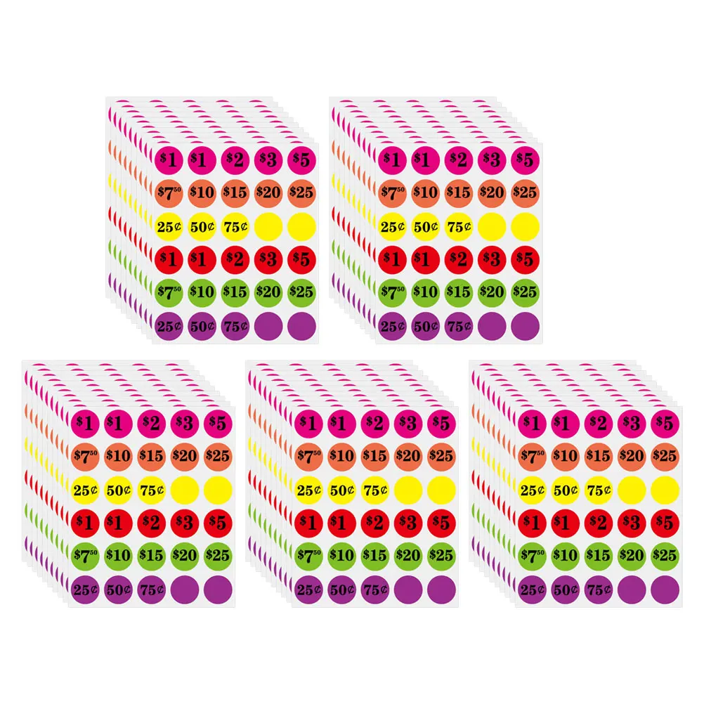 

50 Sheets Small Tags Price Sticker Sale Stickers for Retail Commodity Signs Store Round