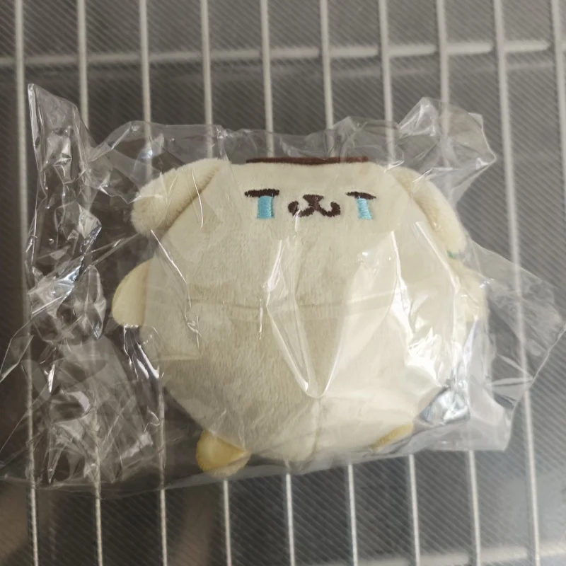 Kawaii Sanrio Pom Pom Purin Plush จี้อะนิเมะการ์ตูนร้องไห้ Expression ตุ๊กตาพวงกุญแจตุ๊กตาของเล่นกระเป๋าเป้สะพายหลังตกแต่งของขวัญ