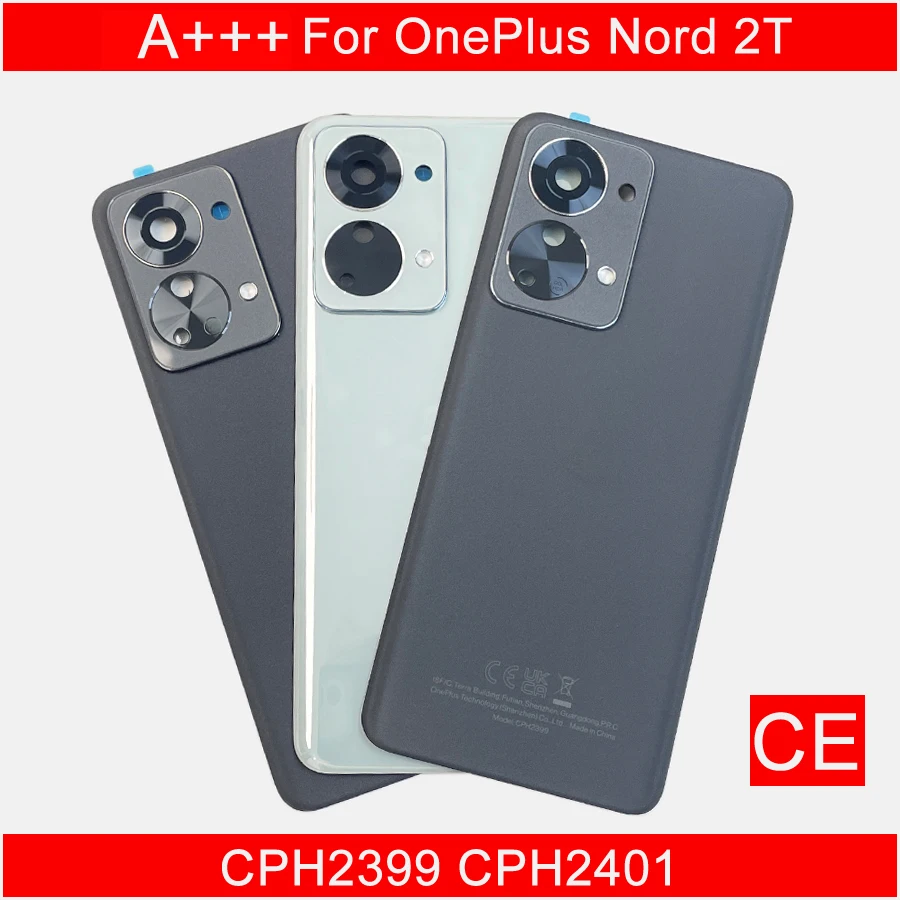 

A+++ For OnePlus Nord 2T Battery Cover Back Glass Rear Door Housing Case Back Panel With Camera Lens CPH2399, CPH2401