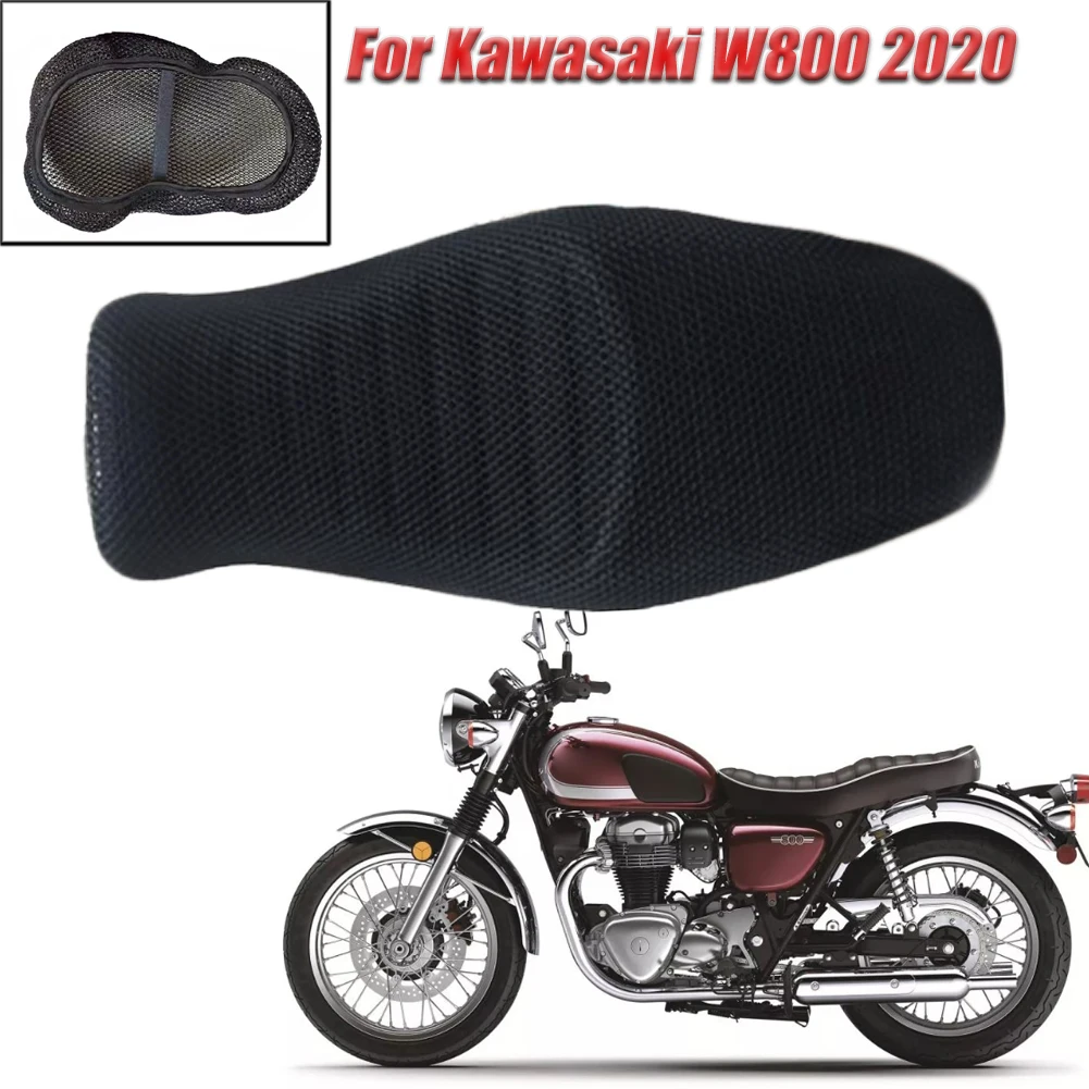 Motorcycle 3D Breathable Sunscreen Mesh Protecting Cushion Seat Cover For Kawasaki W800 W 800 Rear Seat Cowl