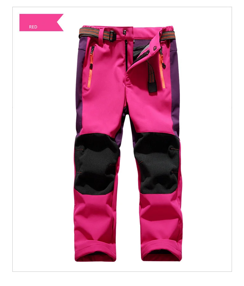 Wasserdichte Outdoor-Hosen für Kinder, warme Hosen, sportliche, winddichte Kletter-Leggings, Patchwork-Softshell-Outfits, Kinderbekleidung – Detail 10