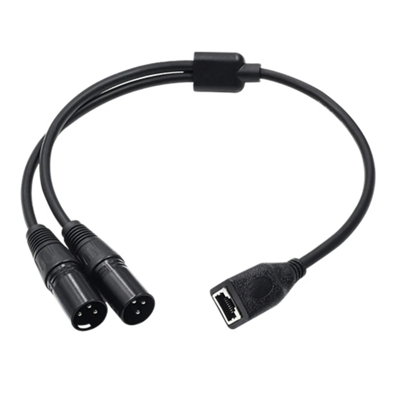 Dual 3Pin XLR macho para adaptador RJ45, cabo DMX para DMX-CON Controller Series e Recording Studio, RJ45, 1Pc