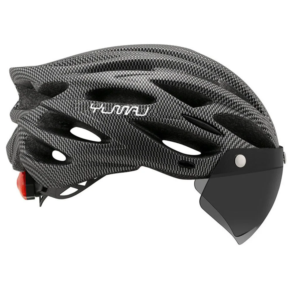 230g YUMAJ Ultralight Helmet Road Mountain Helmet  Intergrally-molded with Removable Visor Goggles Bike Taillight Helmet CB-26