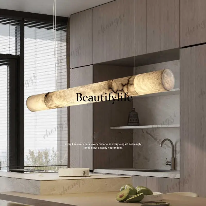 Natural marble chandelier creative modern light luxury dining table bar table light long model room restaurant light