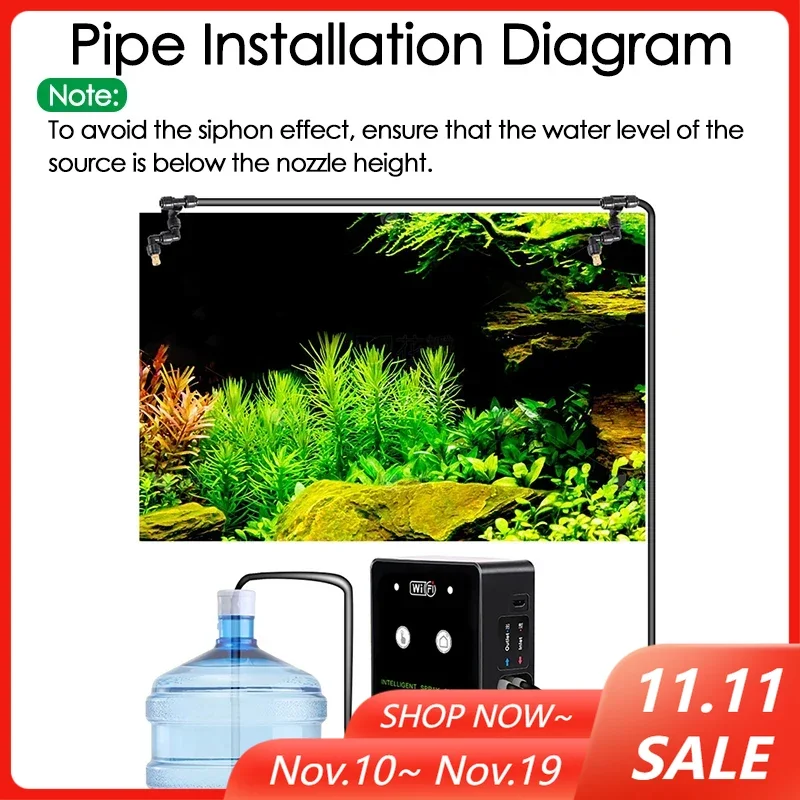 

360 ° Вращающийся Wi-Fi распылитель тропического леса для рептилий, интеллектуальный набор распылителей для увлажнения, автоматический распылитель, таймер полива