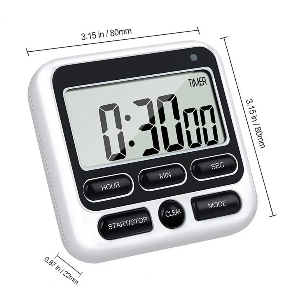 Time Reminder Magnetic Backrest Silent Mode Plastic Large Display Number Timer Kitchen Cooking Baking Tool for Examination Room