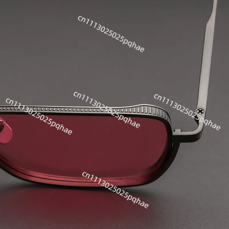 Pure titanium glasses, women's polarized pink sunglasses, big face widened square sunglasses, men's style