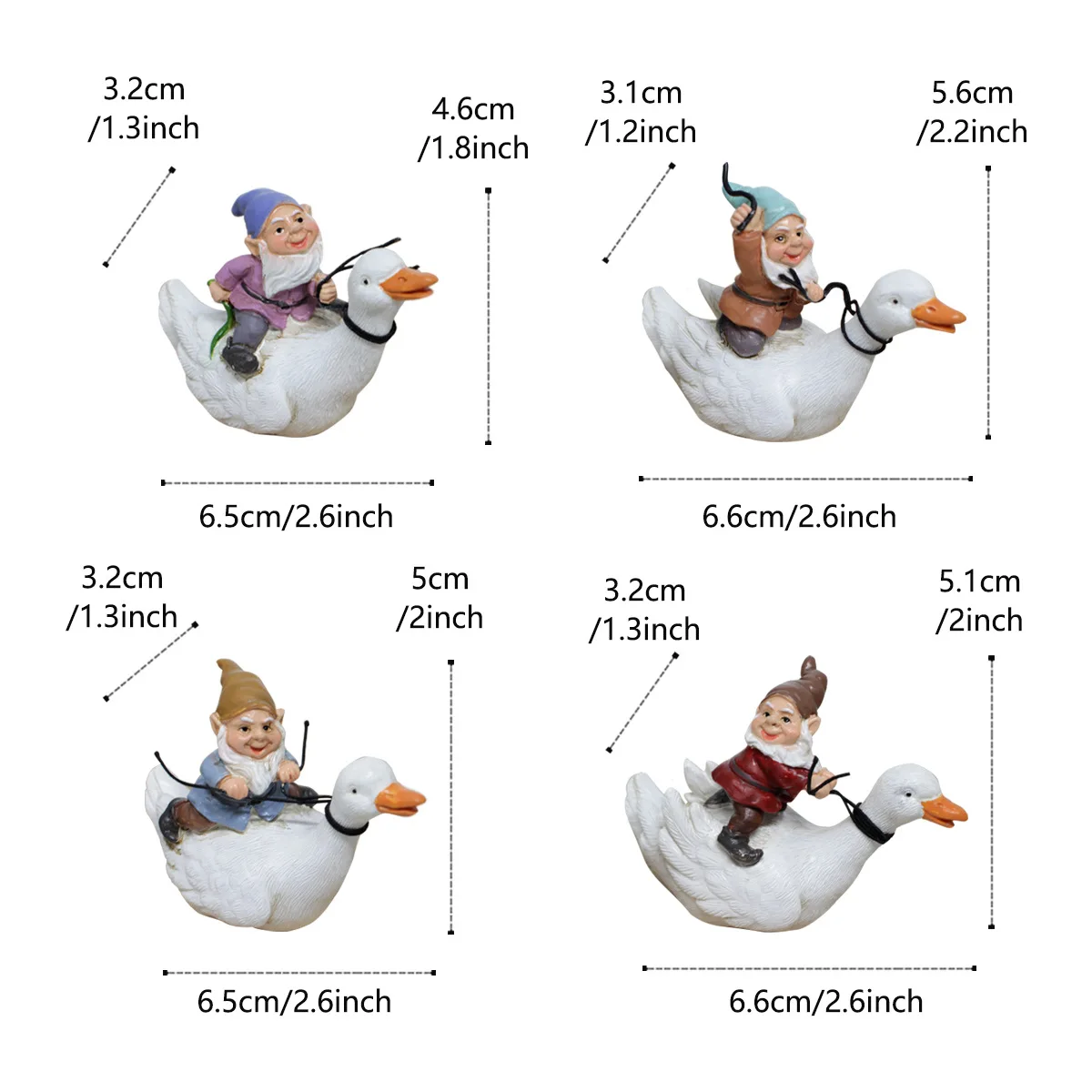 Cross-border outdoor garden courtyard dwarf riding a duck creative resin ornament park lawn gardening landscaping decoration