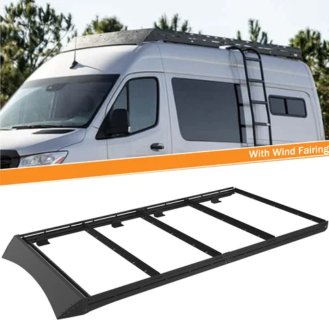 Van Roof Ladder Rack For Ford Transit 148"Low/Medium/High Roof with Wind Fairing
