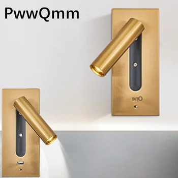 PwwQmm High quality led wall Light Interior wall lamp with USB Charging Decoration for bedroom Reading Lighting hotel headboard