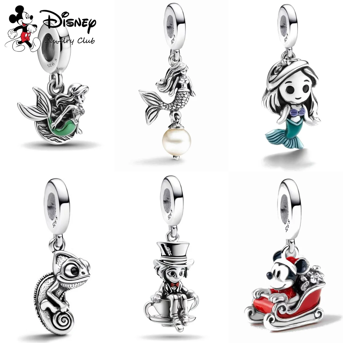 

Hot Sale Charms Miniso Disney Mermaid Pinocchio chameleon Plata De Ley 925 Silver Jewelry Pendant Original Bracelet Trinkets