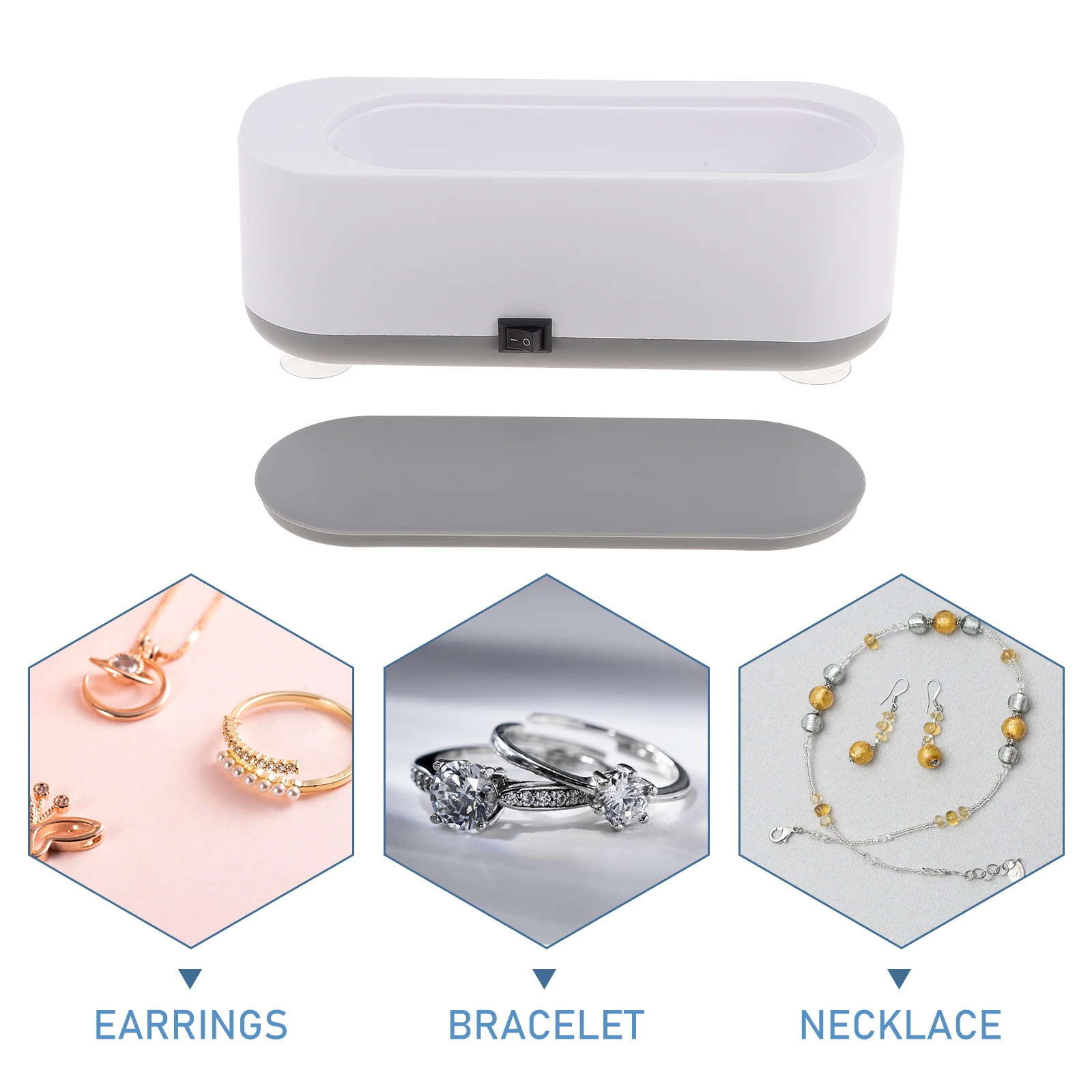 

1pc Ultrasonic Jewelry Cleaner Machine Portable Ring Eyeglass Watch Coin Cleaner Large Capacity Household Device