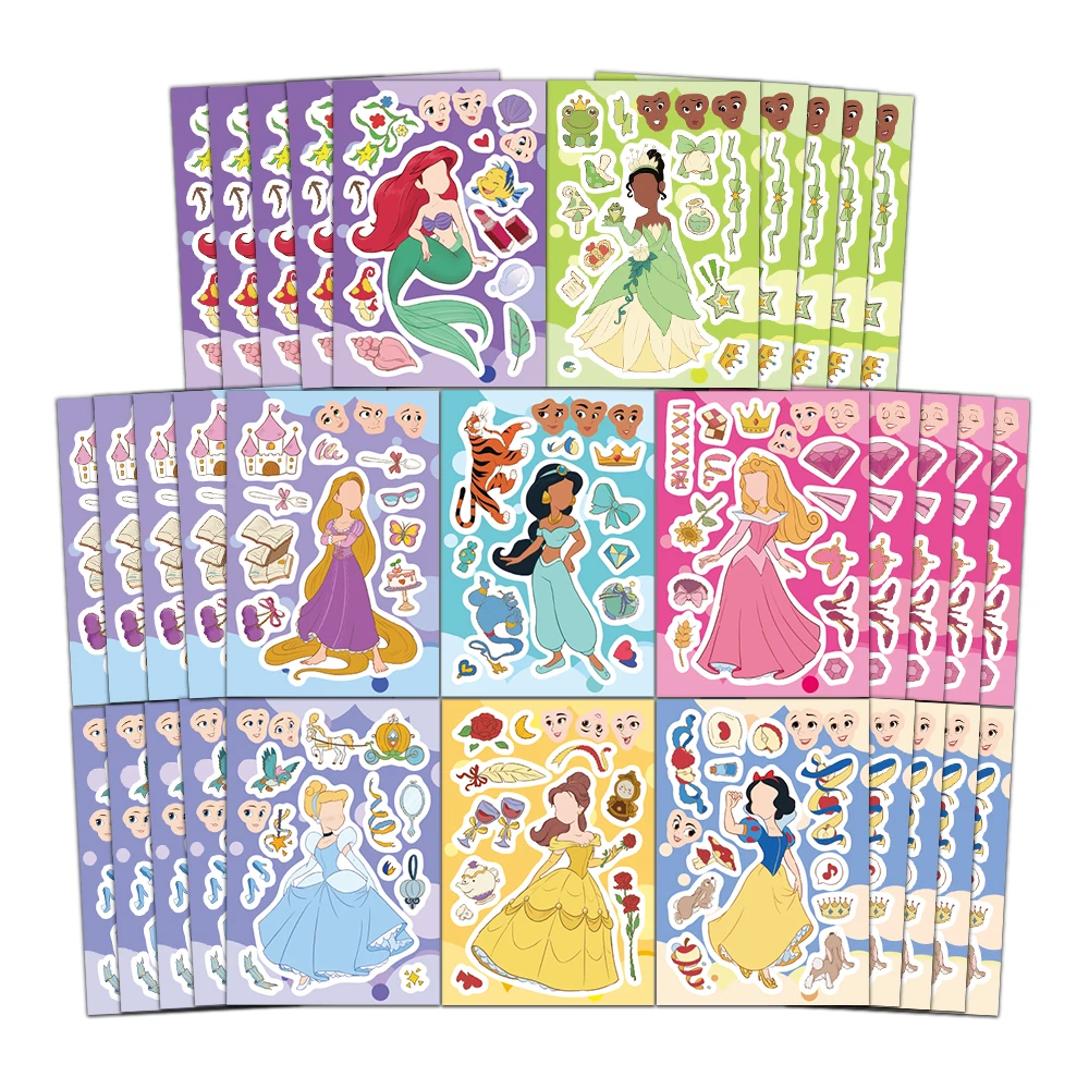 8PCS Beautiful Princess Face Changing Stickers DIY Account Materials Phone Cases Laptops Suitcases Water Cups Waterproof Sticker
