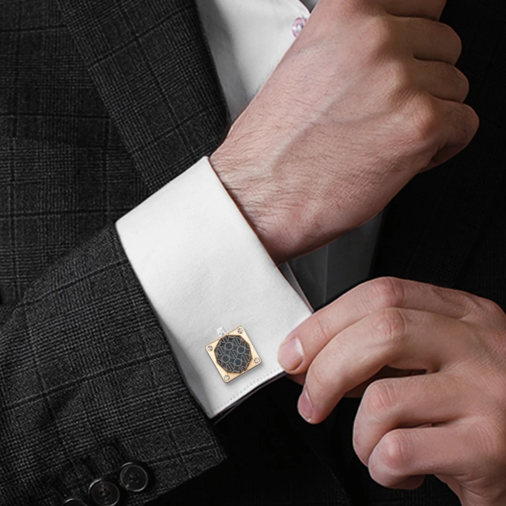 2PCS Fashionable Cufflinks with Personalized Gold Pattern High-End Men's Suit Accessories Best Seller on Exquisite Design