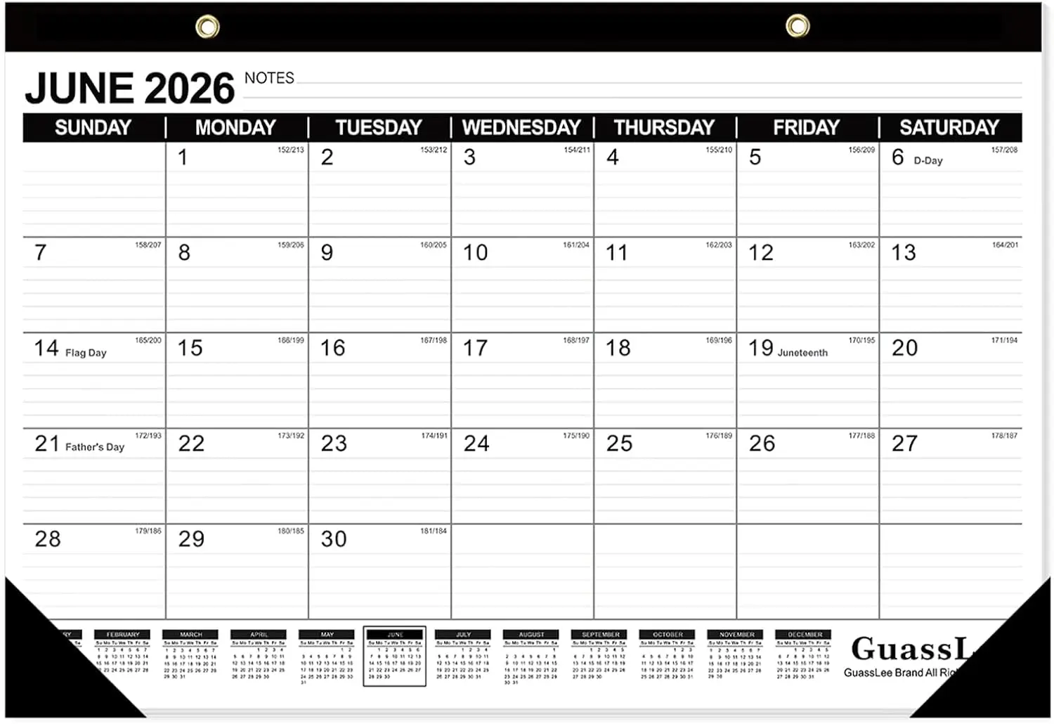 

19-Month Desk Calendar 2026-2027, 17" x 11.5" Monthly Planner from June 2026 to Dec 2027 with Julian Dates, Large Blocks for Home Office School