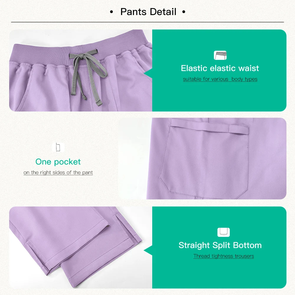 고품질 스크럽 유니폼 세트 닥터 센터 의료 유니폼 편안한 스크럽 슈트 숙녀 뷰티 살롱 탑 + 바지 스파 작업복