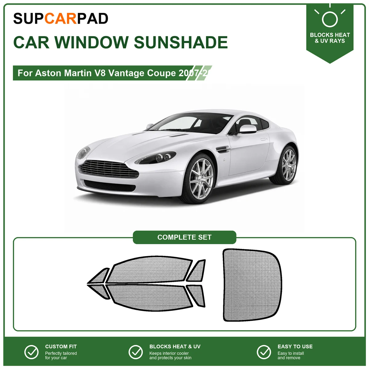 For Aston Martin V8 Vantage Coupe 2007-2016 Full Set Car Window Sunshades UV Block Privacy Heat Insulated Foldable Car Curtain