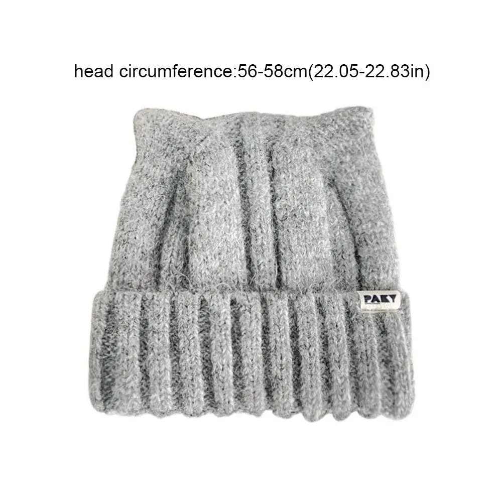 لطيف الصوف آذان القط قبعة Y2k يندبروف بلوفر مغزول قبعة دافئة الكورية نمط قبعات صغيرة للنساء الفتيات