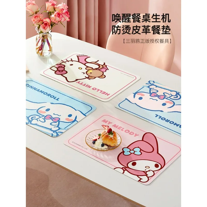 Creative Cartoon Hello Kitty My Melody Cinnamoroll Insulated Placemat Sanrio Waterproof and Oilproof Home Disposable Table Mat