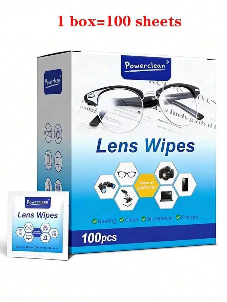 Disposable Anti-Fog Lens Cleaning Wipes, 100 Counts Individually Wrapped Pre-Moistened Cleaner Cloths, Streak-Free & Scratch-Free, Suitable for Eyeglasses, Sunglasses and Electronic Touch Screens