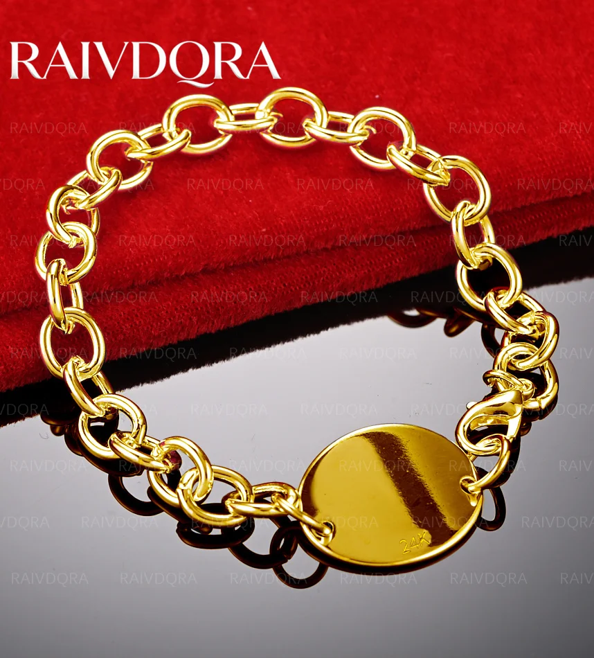 

18K Gold Plated Disc Chain Bracelet For Women and Men Fashion Jewelry Classic Charm Party Accessories Holiday Gifts