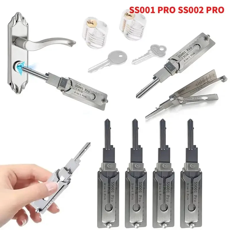 SS001 PRO SS002 PRO Key Decoder 2 in 1 Stainless Steel Precision Tool O-ring Pickup Kit Hook Tool Pickup Hand Tool